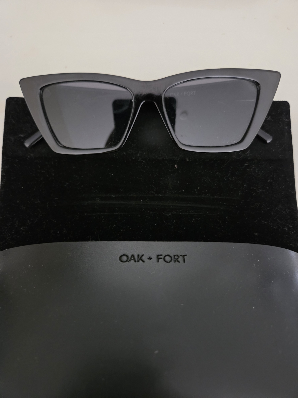 OAK + FORT Matte Black Angular Cat-Eye Sunglasses